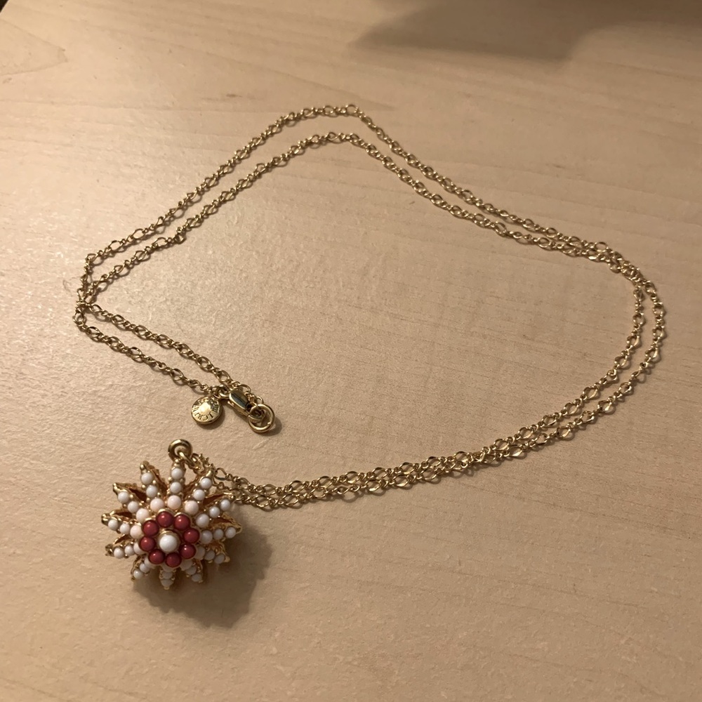J Crew costume jewelry long necklace with beaded pendant
